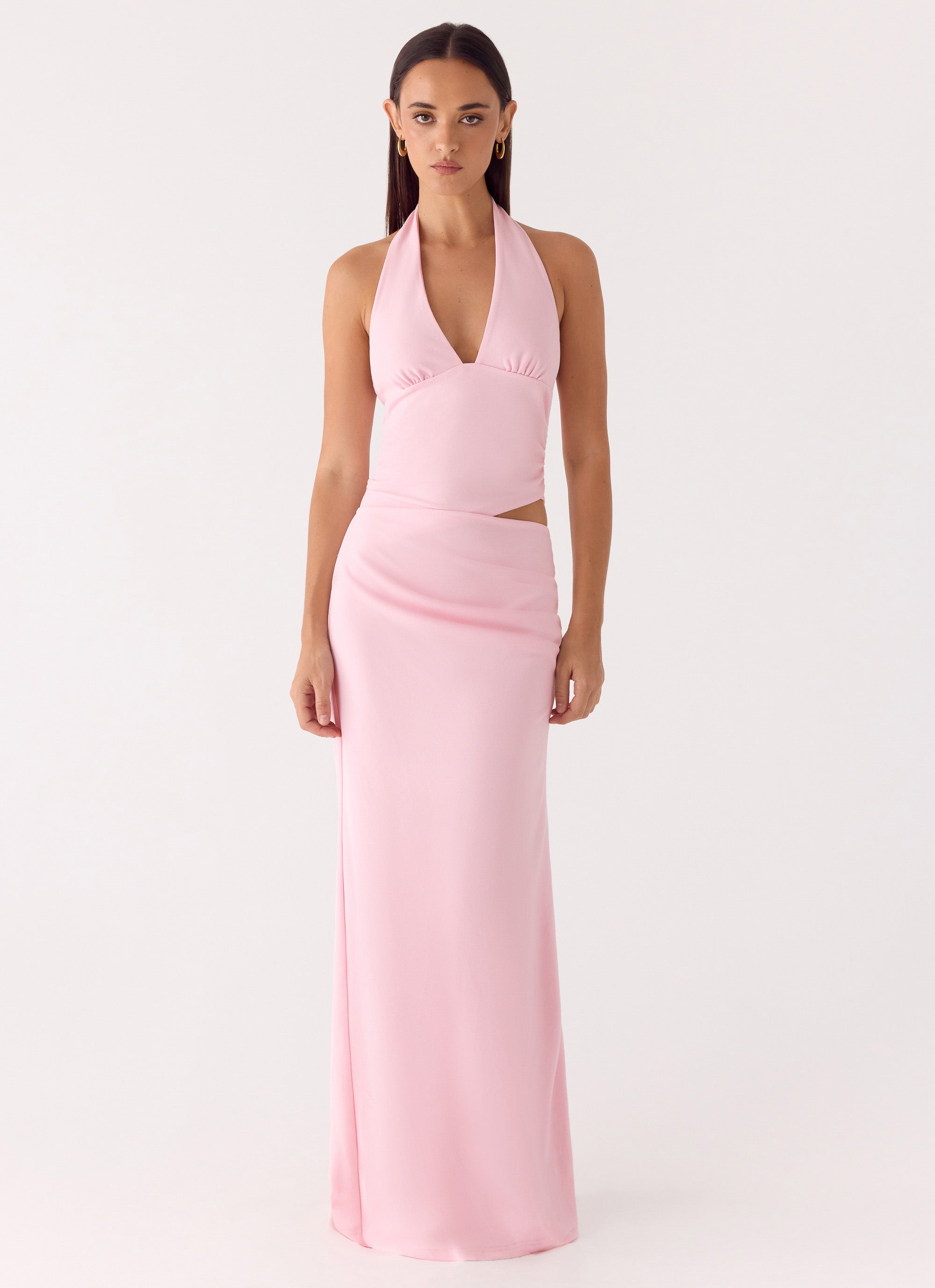 Chic Collection | Maxi Dress for Women with Halter Neck & Deep V Neckline | Elegant Fit for Effortless Style 0