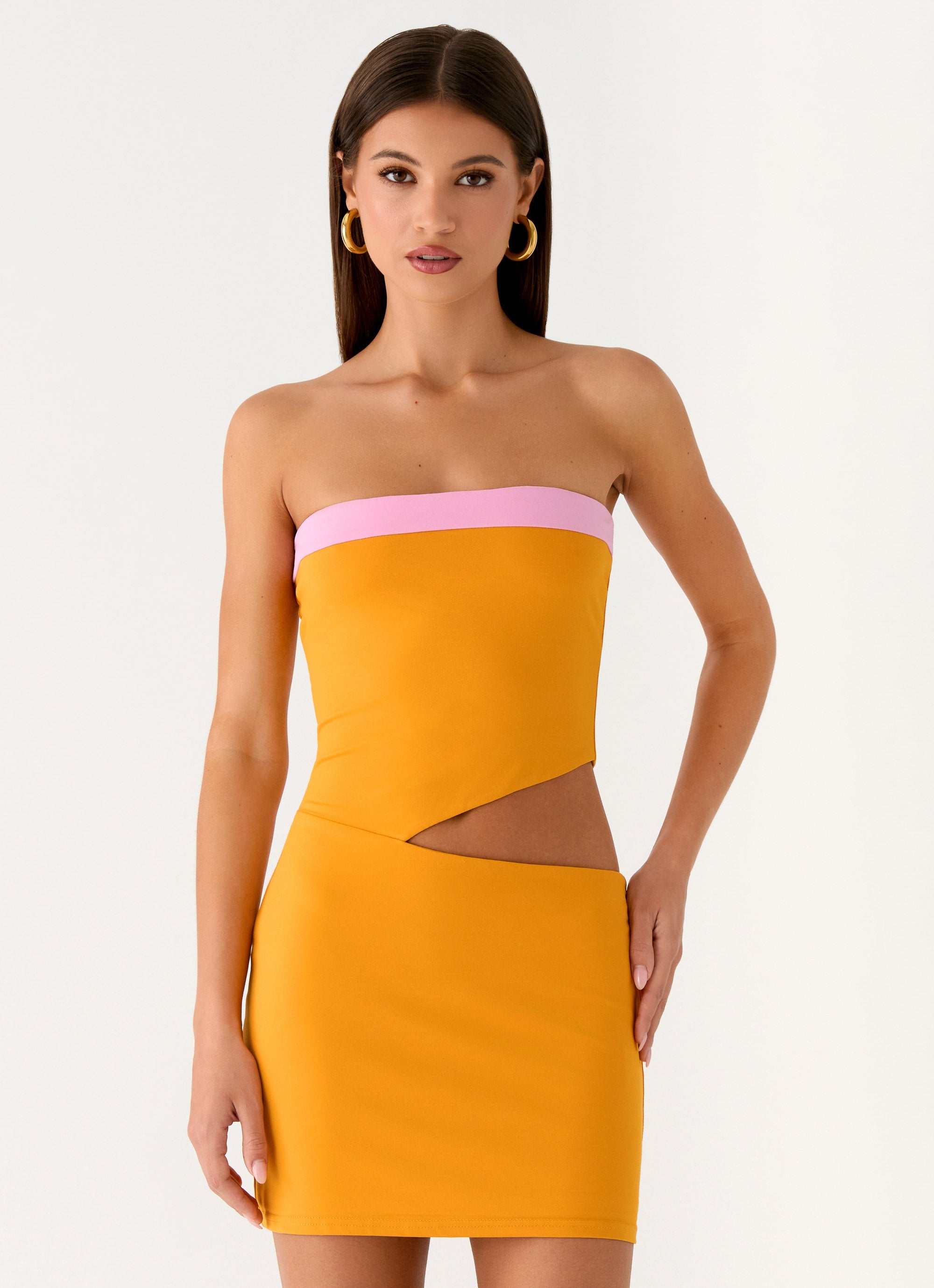 Chic Collection | Mini Dress with Unique Side Cutouts | Flattering Fit for Effortless Elegance 0