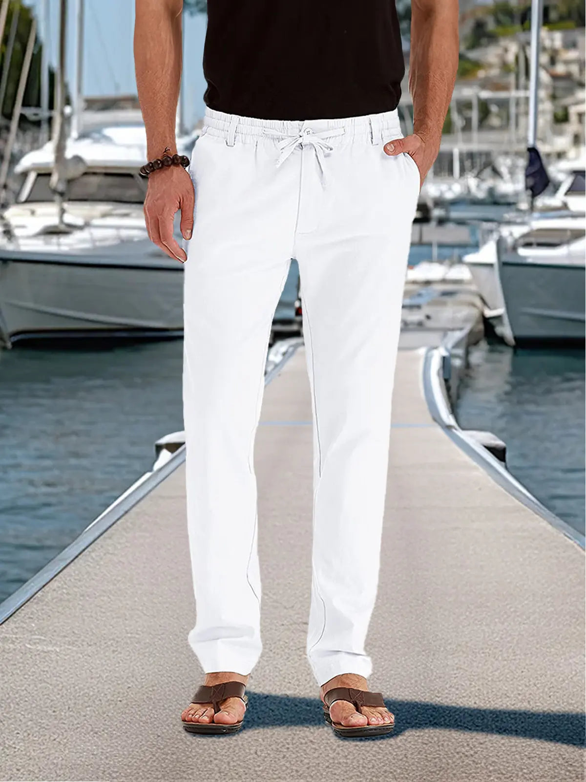 Coastal Collection | Lightweight Relaxed Pants with Drawstring Waist | Breathable Fabric for Beach and Casual Outings 0