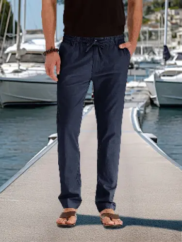 Coastal Collection | Lightweight Relaxed Pants with Drawstring Waist | Breathable Fabric for Beach and Casual Outings 1