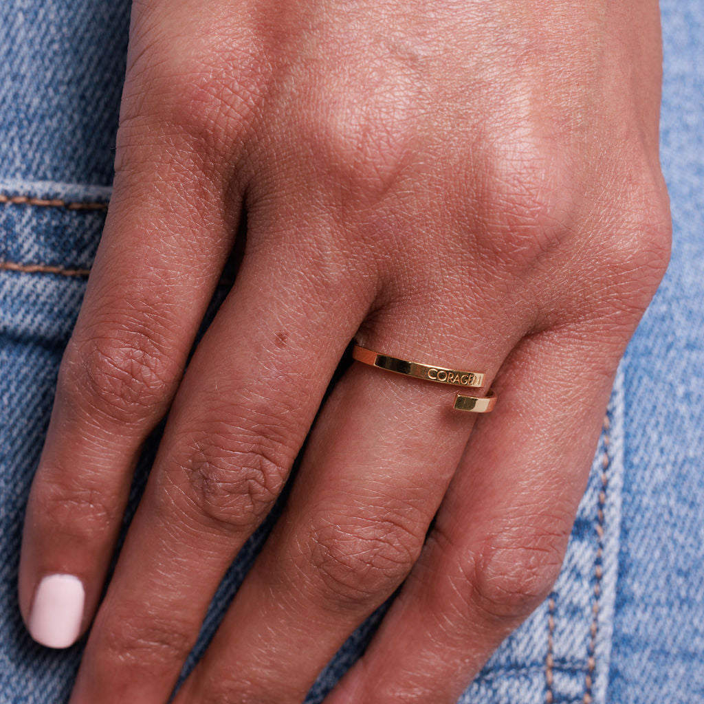 Coragem | Gold Ring for Women with Adjustable Size & Inspirational Design | Hypoallergenic for Daily Wear 2
