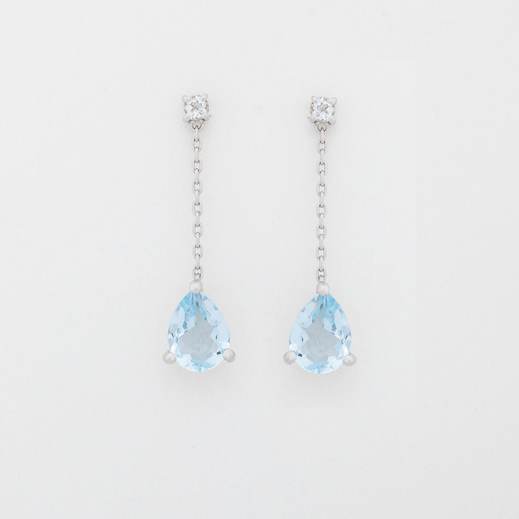 Elegant Blue Topaz Dangle Earrings with White Topaz Accent | Minimalist Design for Modern Brides 2