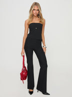 Elegant Flounce Strapless Top with Front Buckle Detail for Chic Style 2