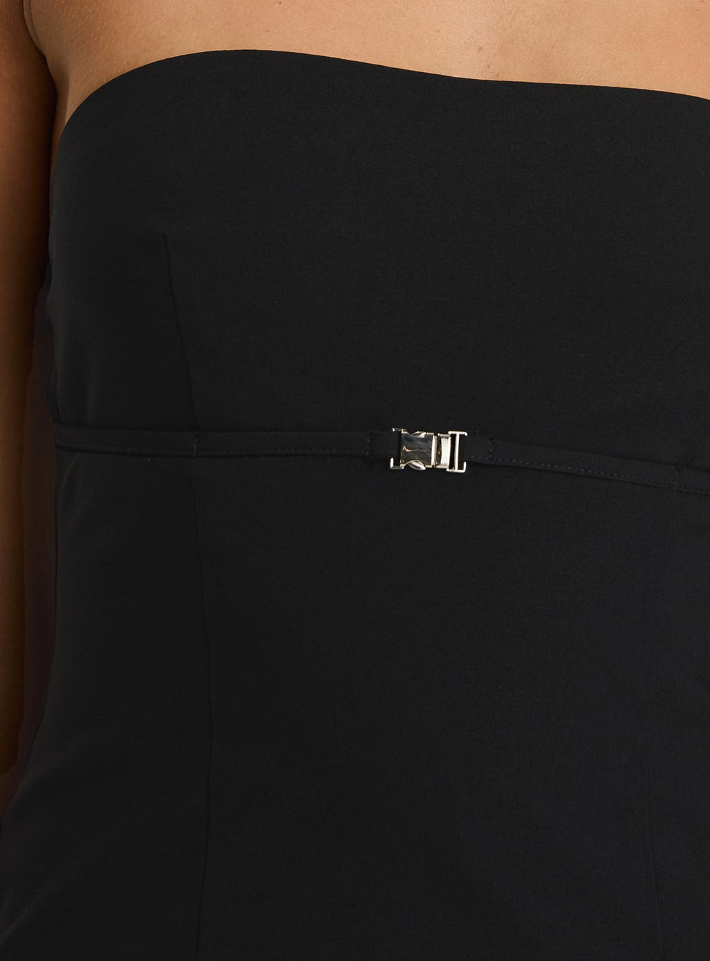 Elegant Flounce Strapless Top with Front Buckle Detail for Chic Style 5