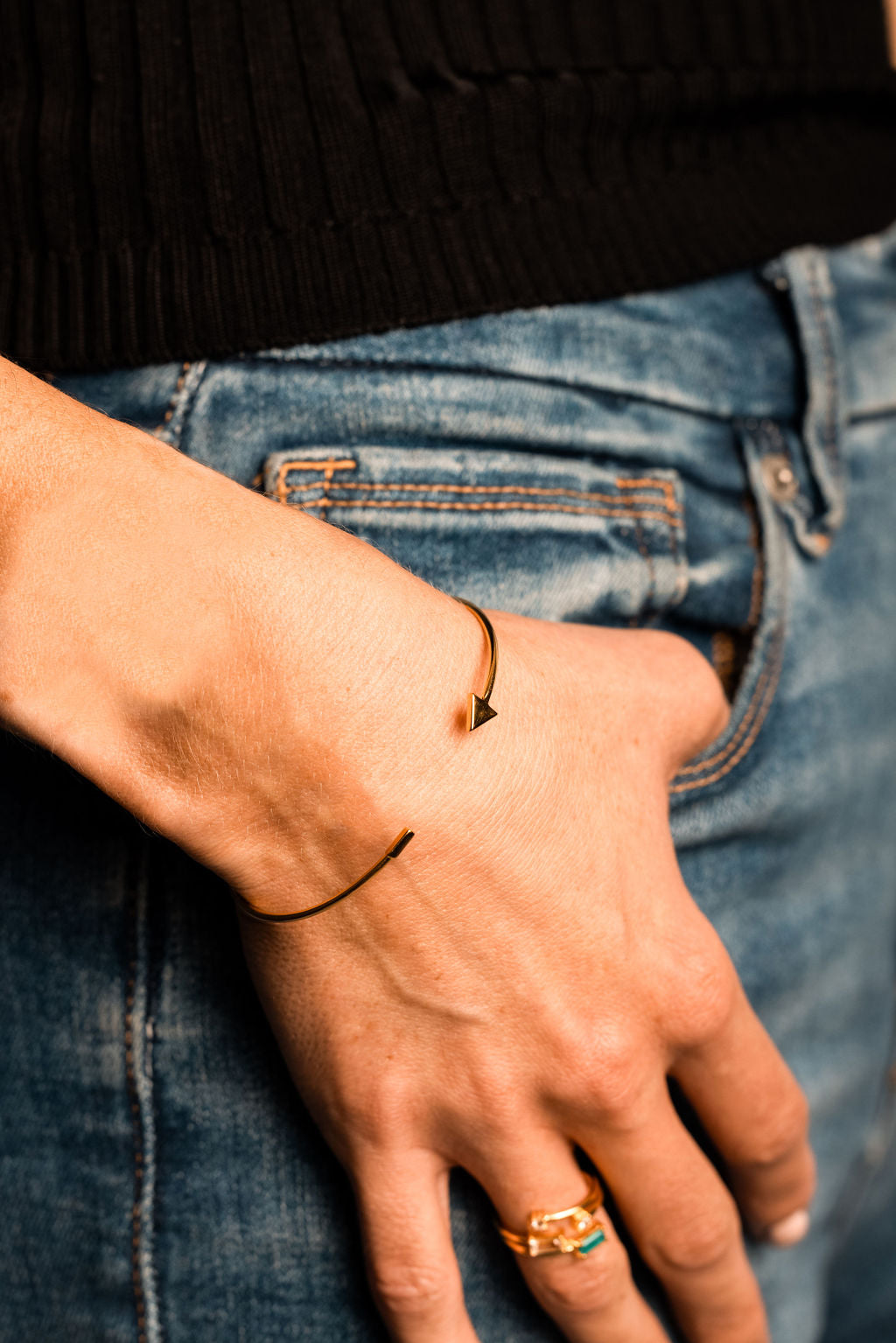 Elegant Triangle Gold Cuff Bracelet with Minimalist Design | Hypoallergenic Accessory for Everyday Style 1