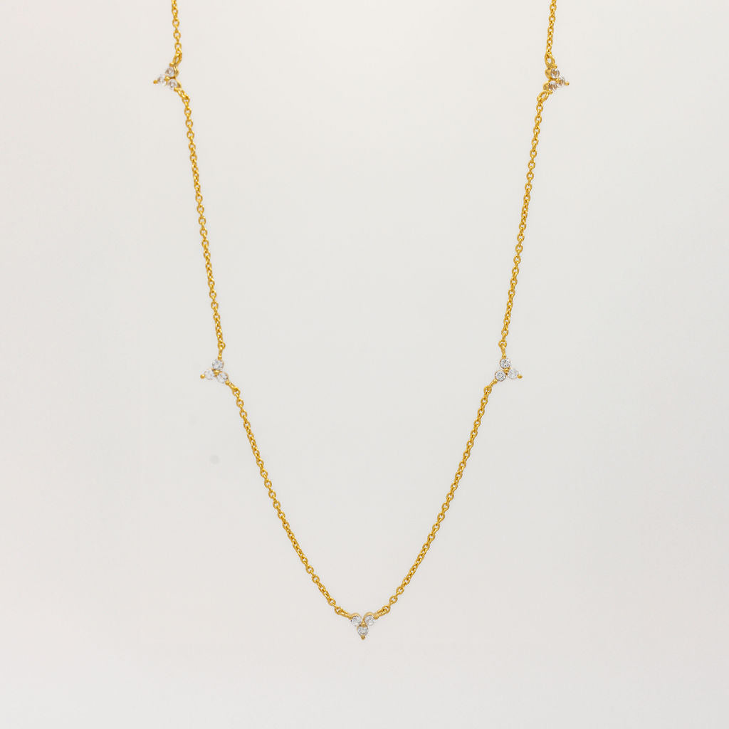 Elegant White Topaz Gold Necklace with Adjustable Gold Vermeil Chain for Everyday Wear 0