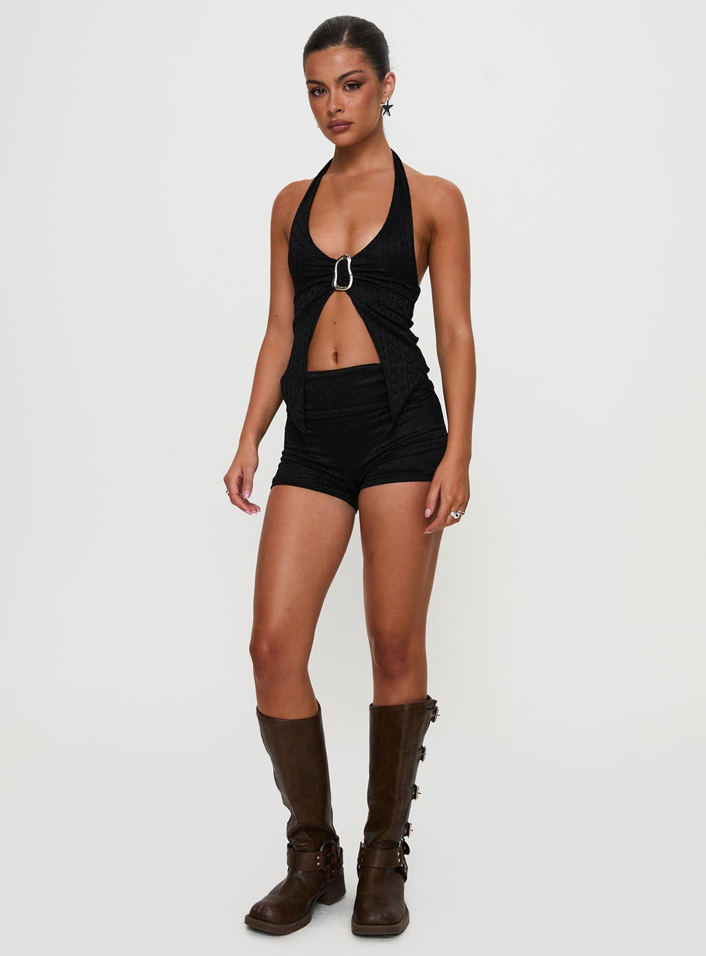 Moderna | Mid-Rise Lace Shorts with Elasticated Waistband | Slim Fit for Comfort 2