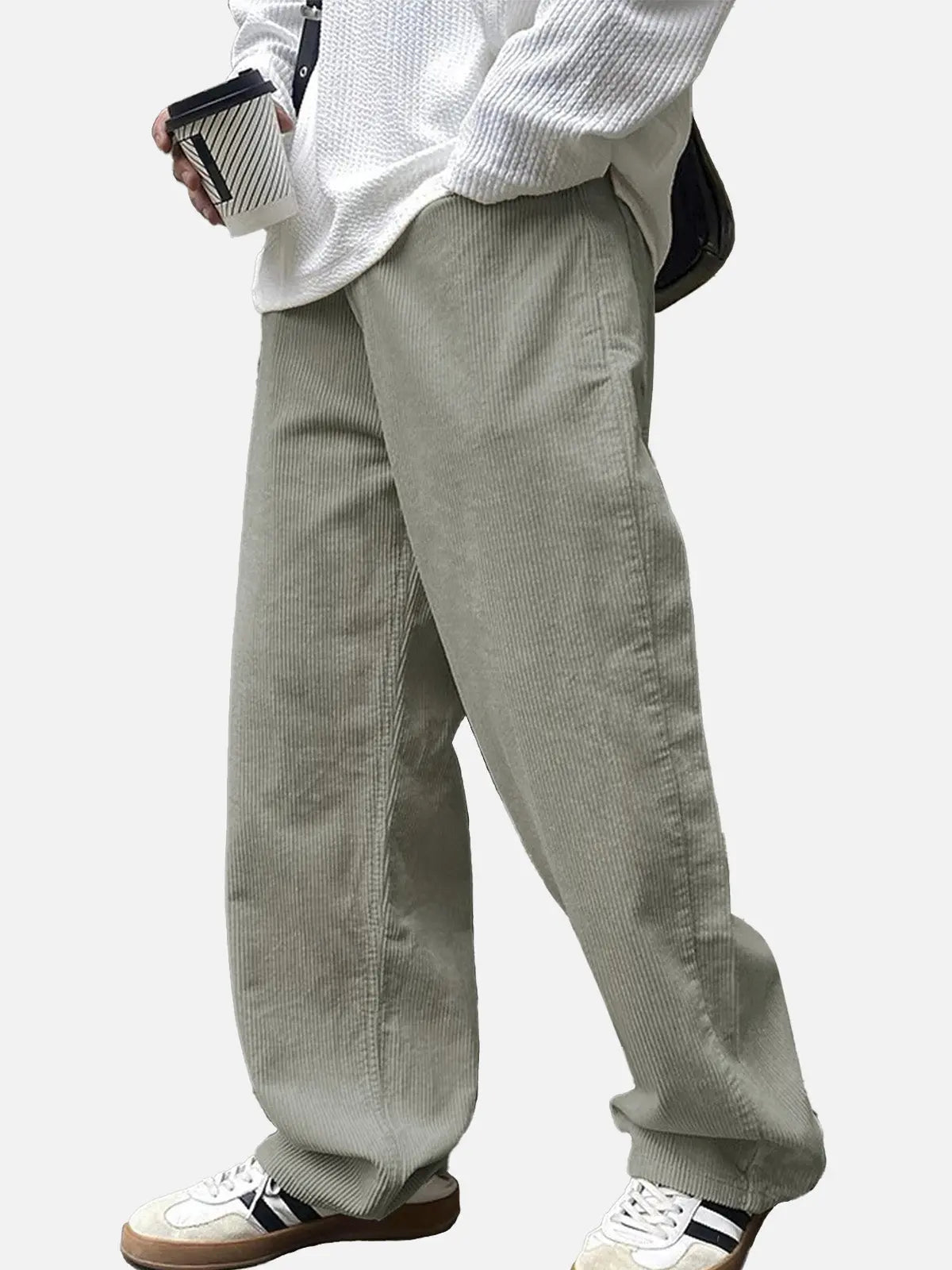 Relaxed Fit | Corduroy Straight Leg Pants with Elastic Waist | Comfortable Casual Wear for Everyday Style 1