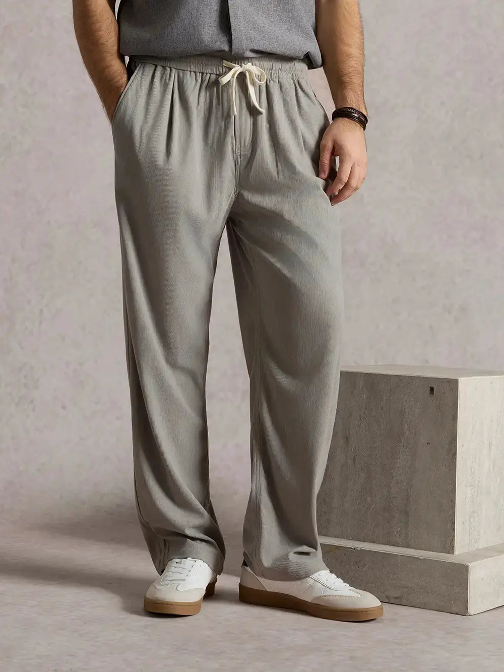 Relaxed Fit | Corduroy Straight Leg Pants with Elastic Waist | Comfortable Casual Wear for Everyday Style 2