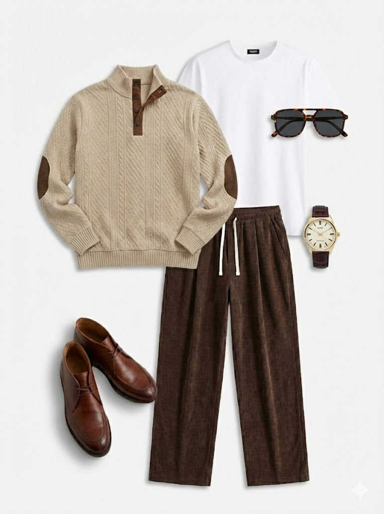 Relaxed Fit | Corduroy Straight Leg Pants with Elastic Waist | Comfortable Casual Wear for Everyday Style 4