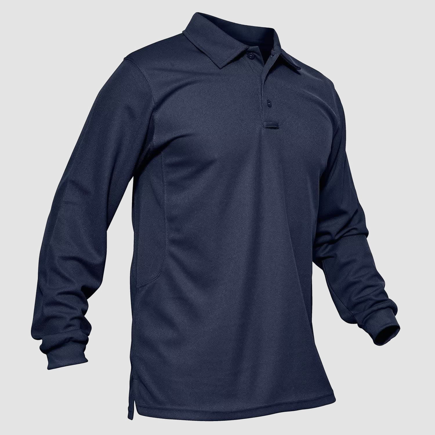 Tactical Performance | Men's Long Sleeve Polo Shirt with Moisture-Wicking Fabric | Comfortable for Outdoor Activities 0