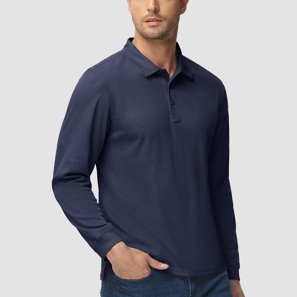 Tactical Performance | Men's Long Sleeve Polo Shirt with Moisture-Wicking Fabric | Comfortable for Outdoor Activities 3