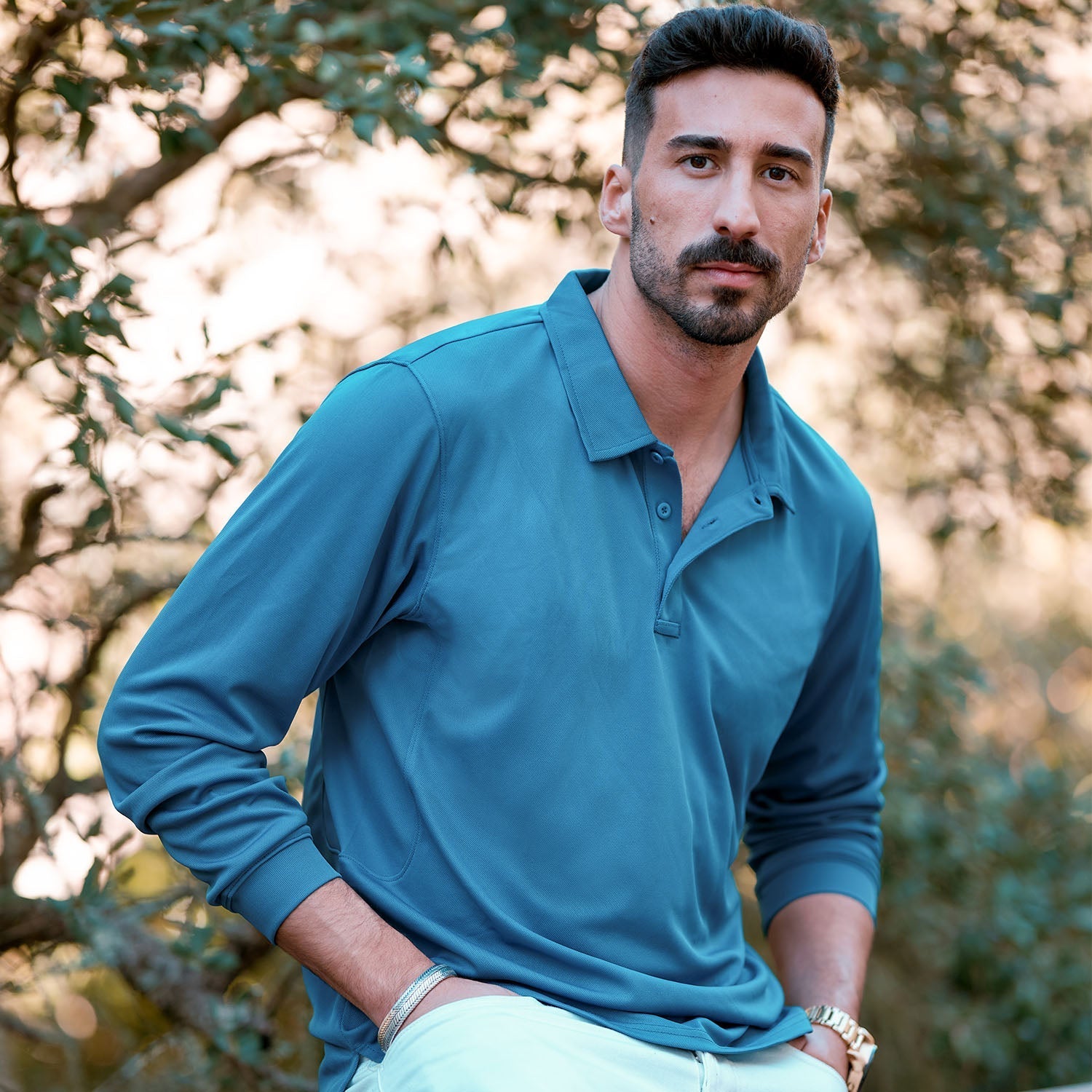 Tactical Performance | Men's Long Sleeve Polo Shirt with Moisture-Wicking Fabric | Comfortable for Outdoor Activities 6