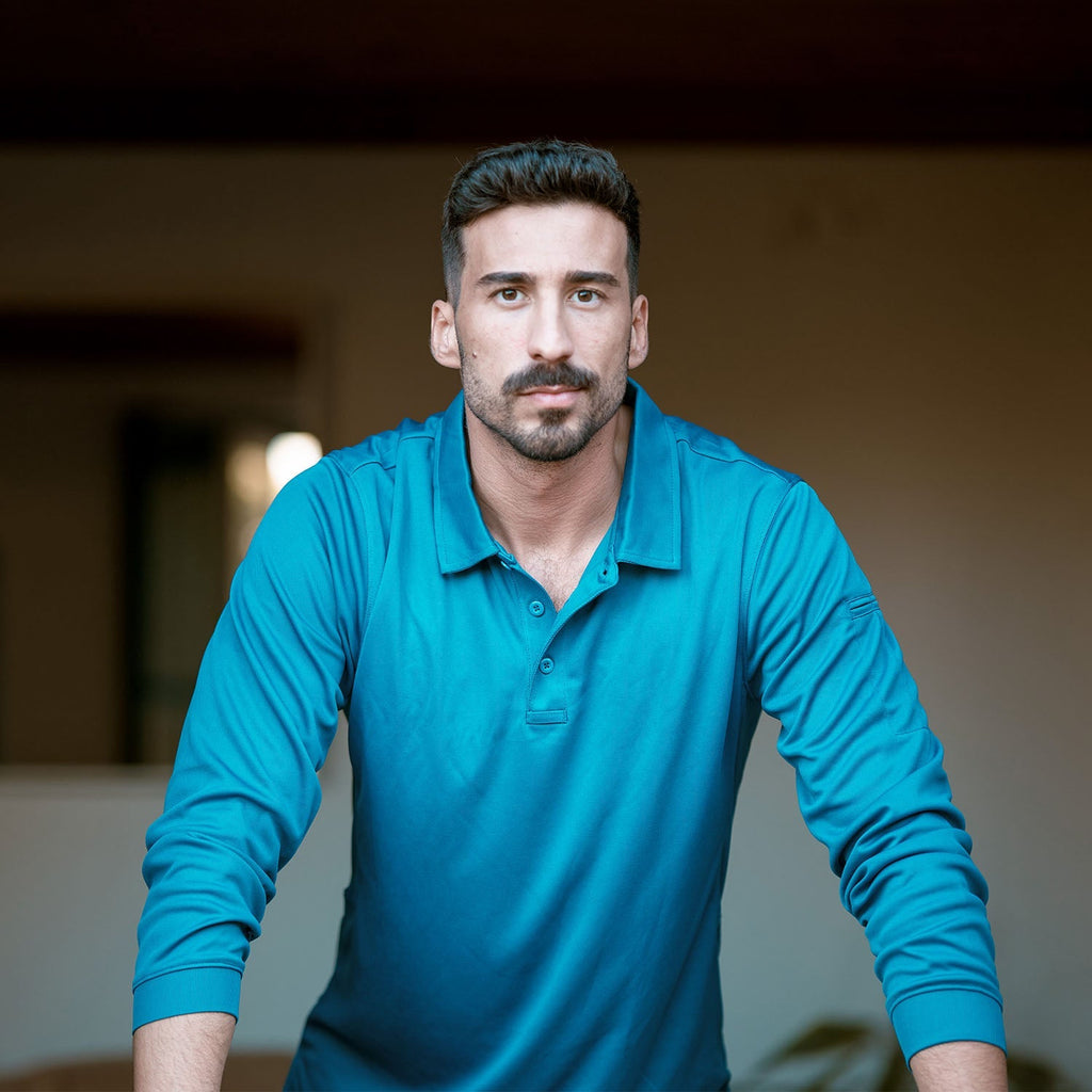 Tactical Performance | Men's Long Sleeve Polo Shirt with Moisture-Wicking Fabric | Comfortable for Outdoor Activities 7