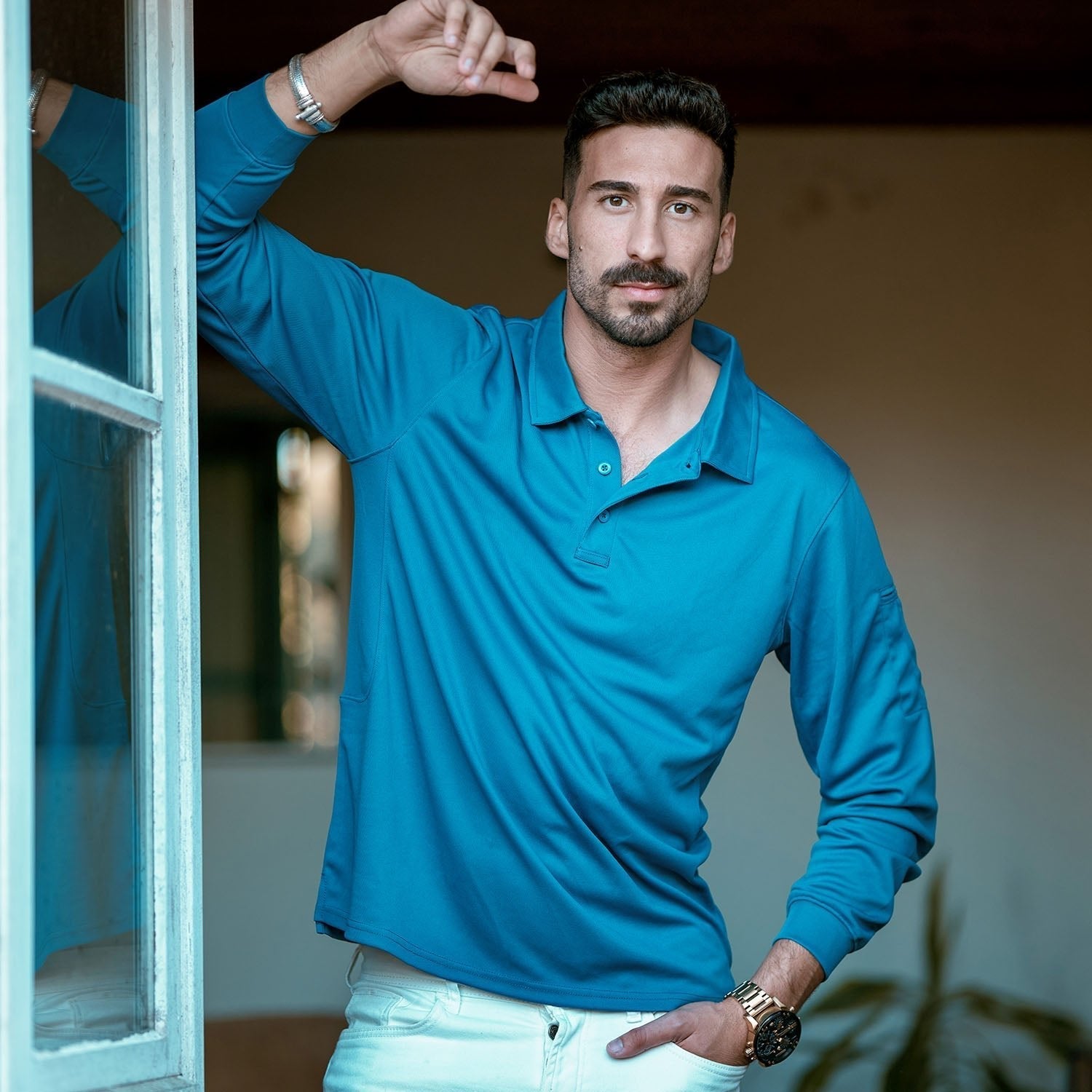 Tactical Performance | Men's Long Sleeve Polo Shirt with Moisture-Wicking Fabric | Comfortable for Outdoor Activities 8